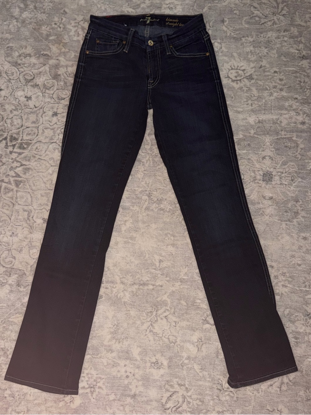 7 For All Mankind Women's Dark Indigo Straight-Leg Jeans